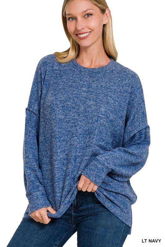 Kierah Brushed Melange Knit Pocket Sweater - FINAL SALE