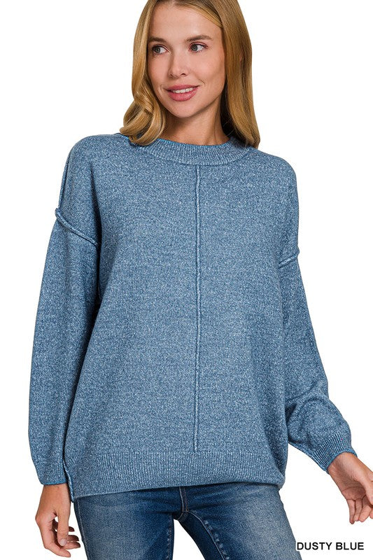 Comfort Code Front Seam Round Neck Sweater - BACK IN STOCK