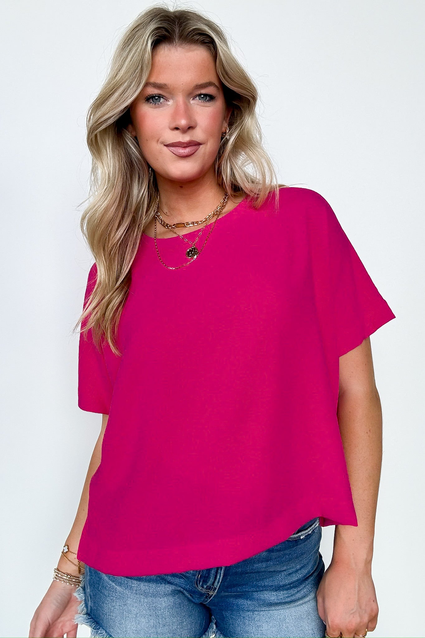 Magenta / M Aurora Short Sleeve Relaxed Top - BACK IN STOCK - Madison and Mallory