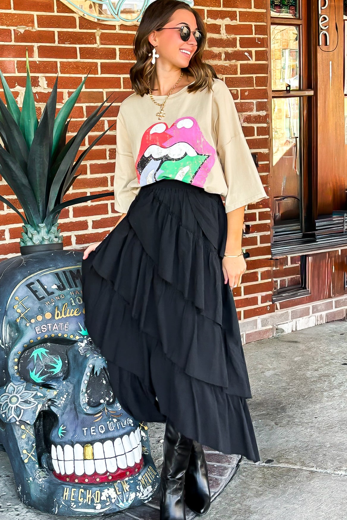 S / Black Everlayer Tiered Maxi Skirt - Madison and Mallory