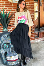 S / Black Everlayer Tiered Maxi Skirt - FINAL SALE - Madison and Mallory