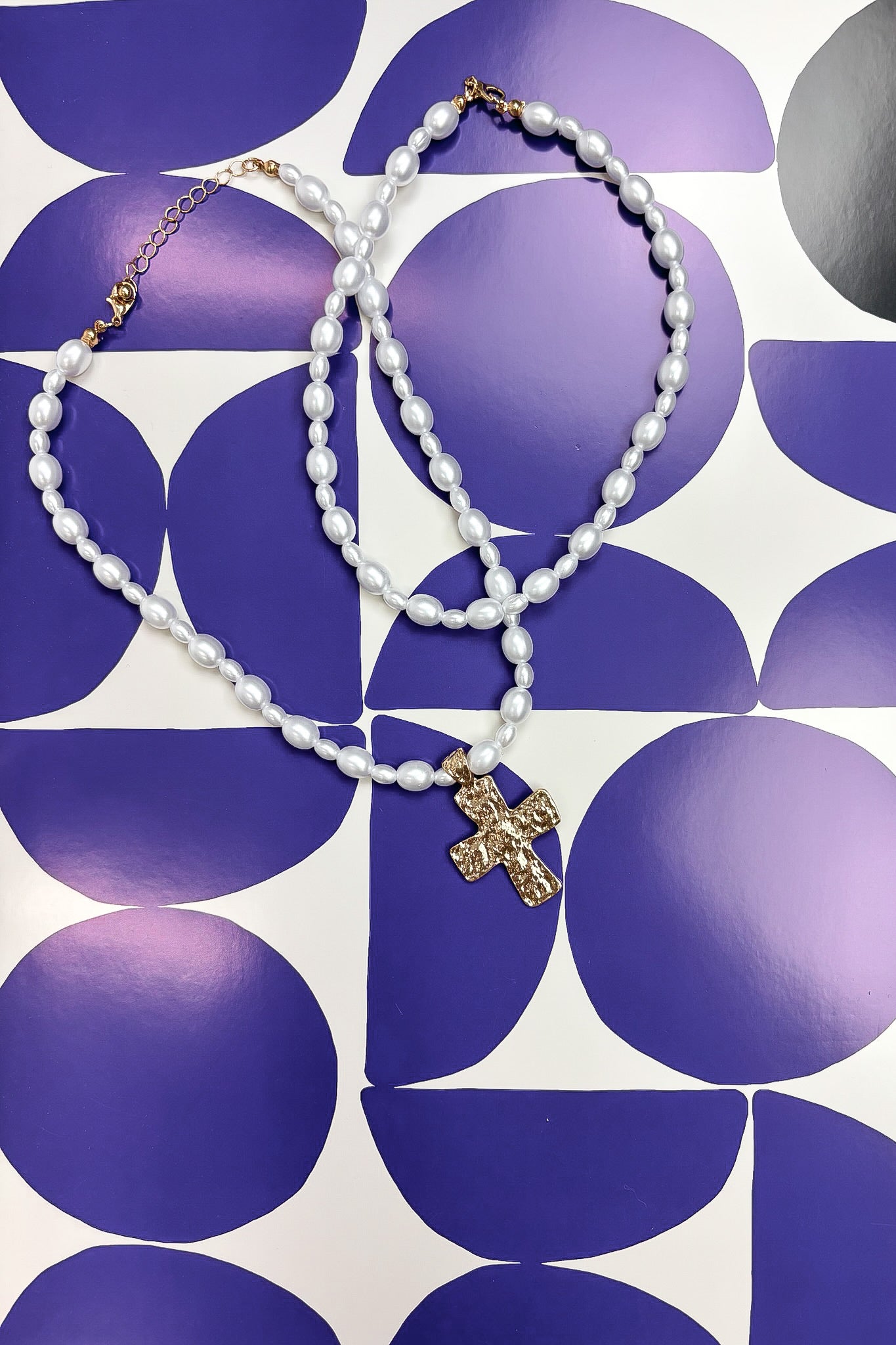 Sacred Elegance Lustrous Pearl Beaded Layered Cross Necklace - Madison and Mallory