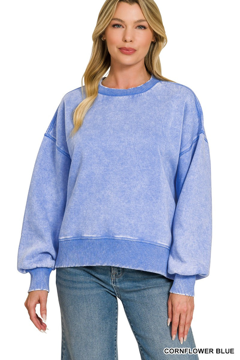 Refined Relaxation Acid Wash Pullover - BACK IN STOCK