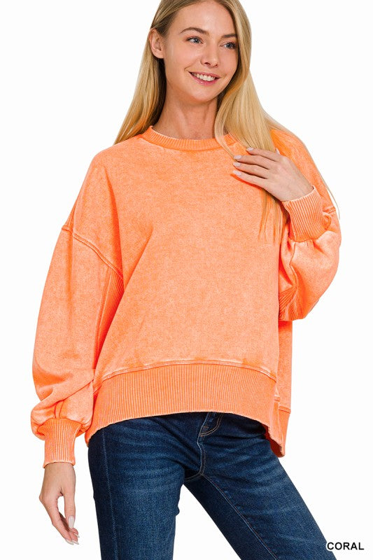 Refined Relaxation Acid Wash Pullover - BACK IN STOCK