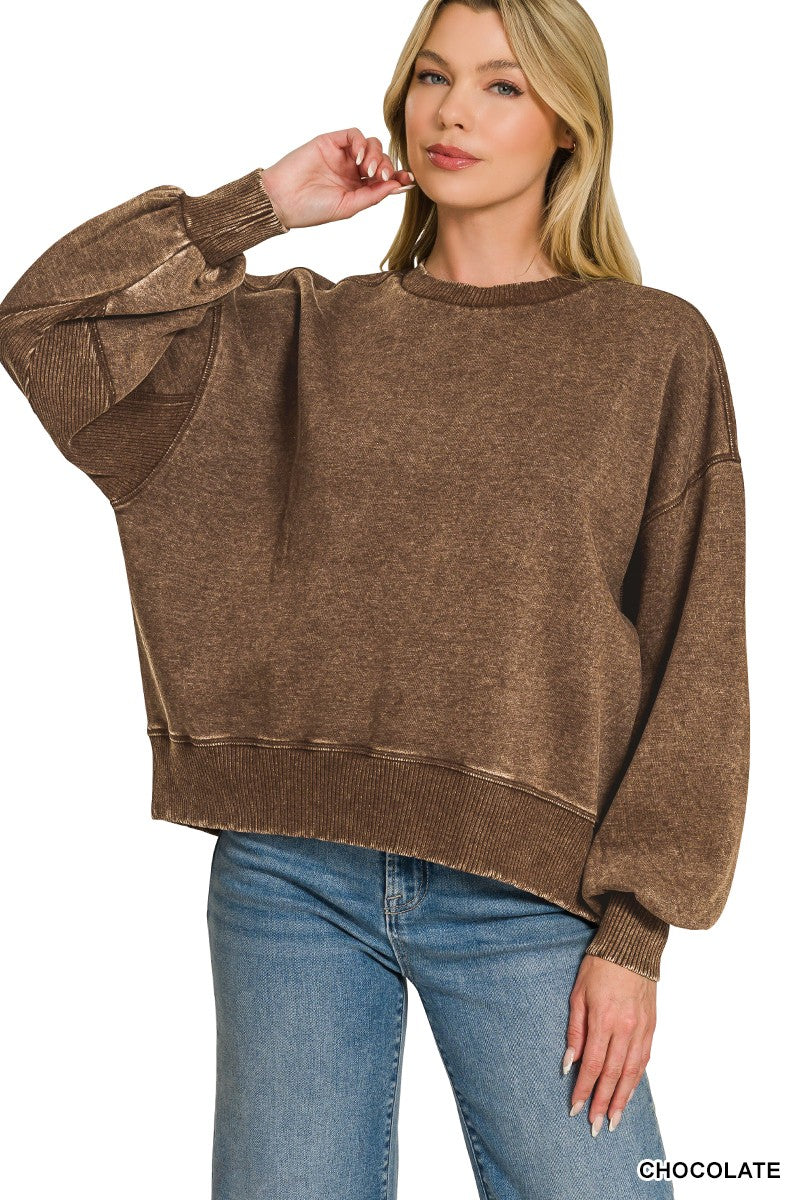 Refined Relaxation Acid Wash Pullover - BACK IN STOCK