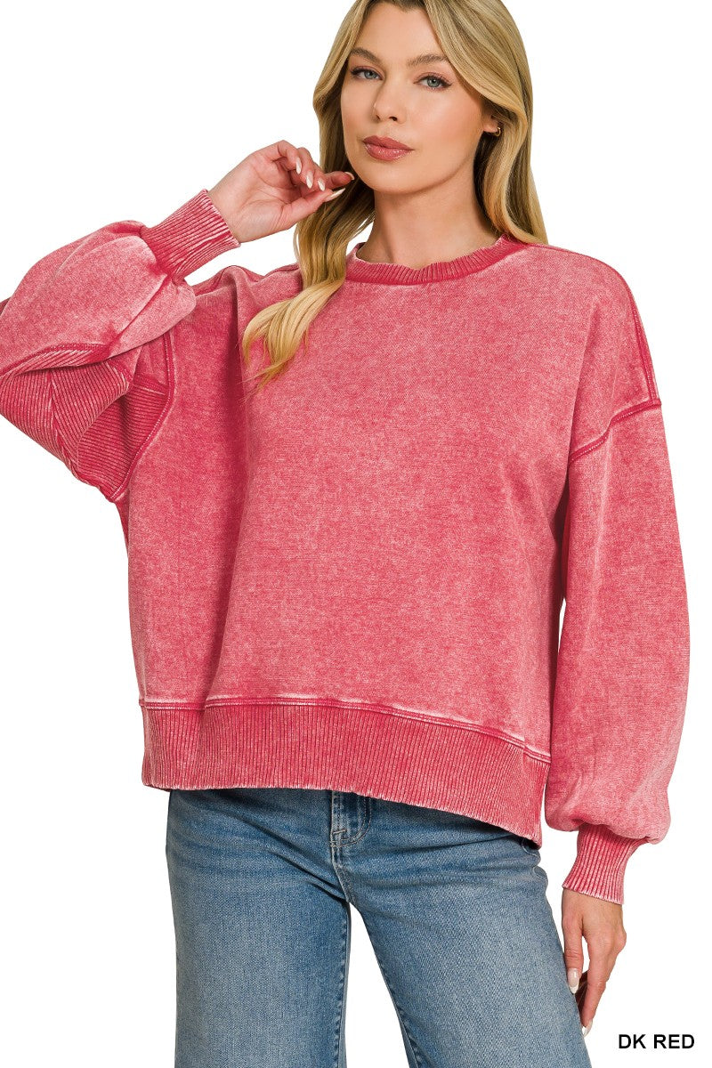 Refined Relaxation Acid Wash Pullover - BACK IN STOCK