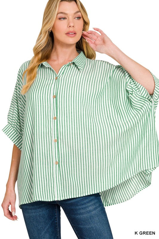JoJo Striped Button Down Relaxed Top - BACK IN STOCK