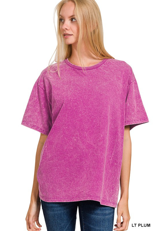 Light Plum / SM Melena Mineral Washed Oversized Top - BACK IN STOCK - Madison and Mallory