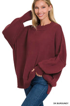 Simple Street Side Slit Oversized Sweater