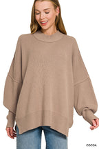 Simple Street Side Slit Oversized Sweater