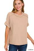 Simple Adoration Rib Knit Raw Edge Top