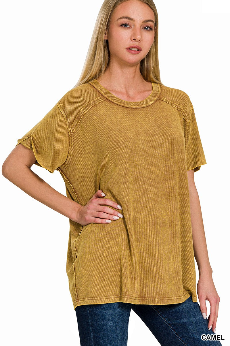 Mirissa Mineral Washed Boat Neck Top