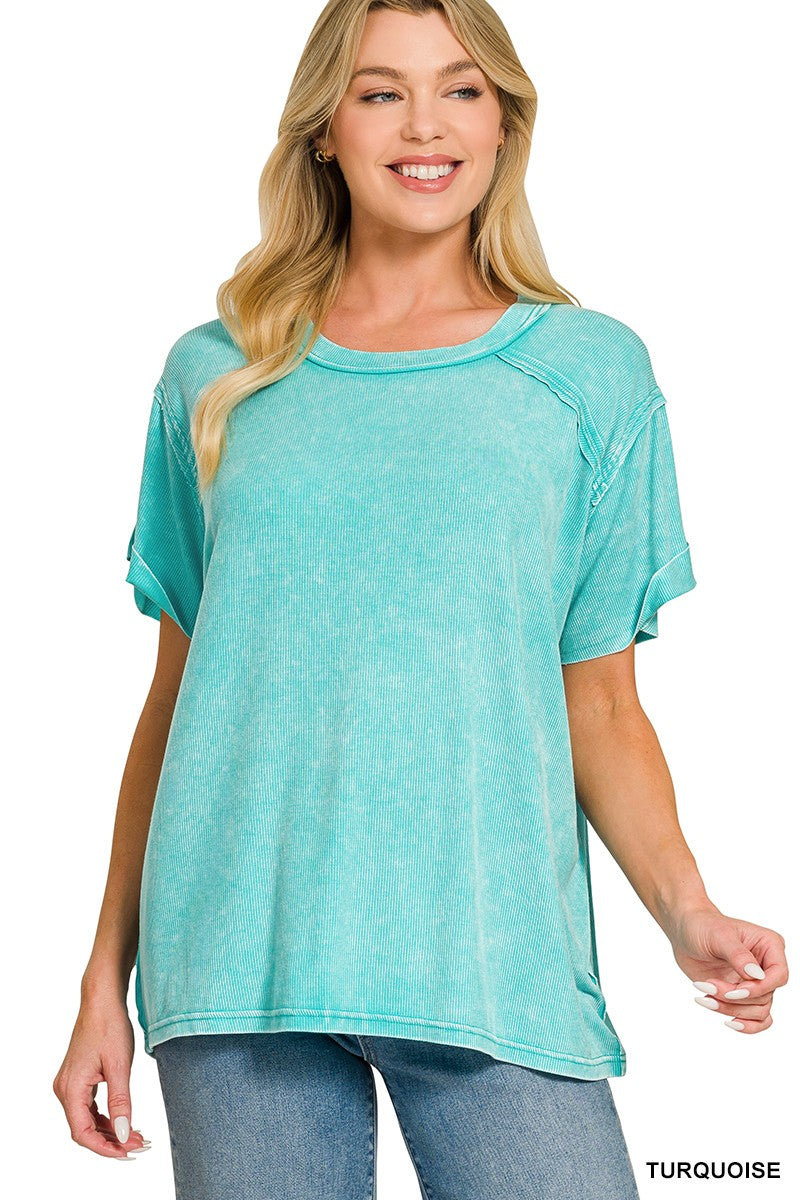 Mirissa Mineral Washed Boat Neck Top