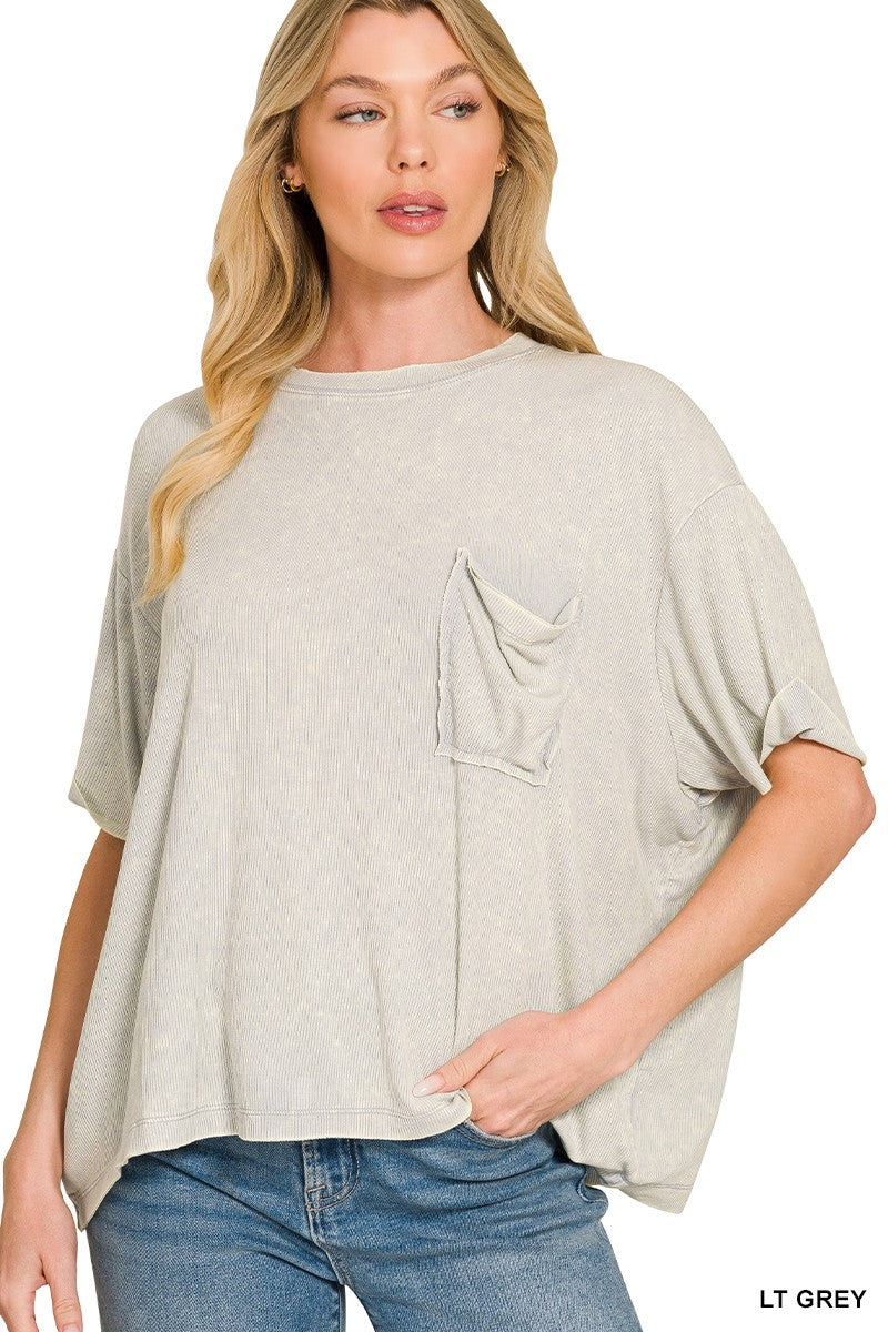Rylee Mineral Wash Rib Knit Top - BACK IN STOCK