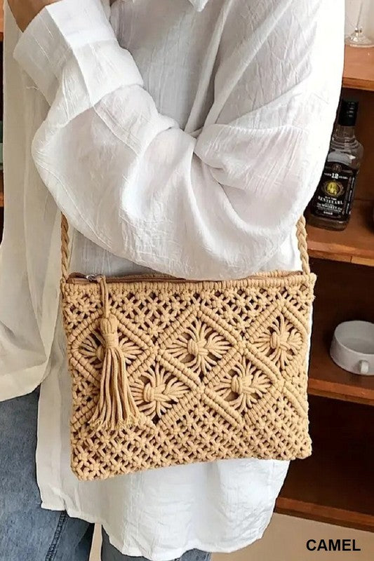  Effortless Reputation Boho Tassel Crochet Bag - Madison and Mallory