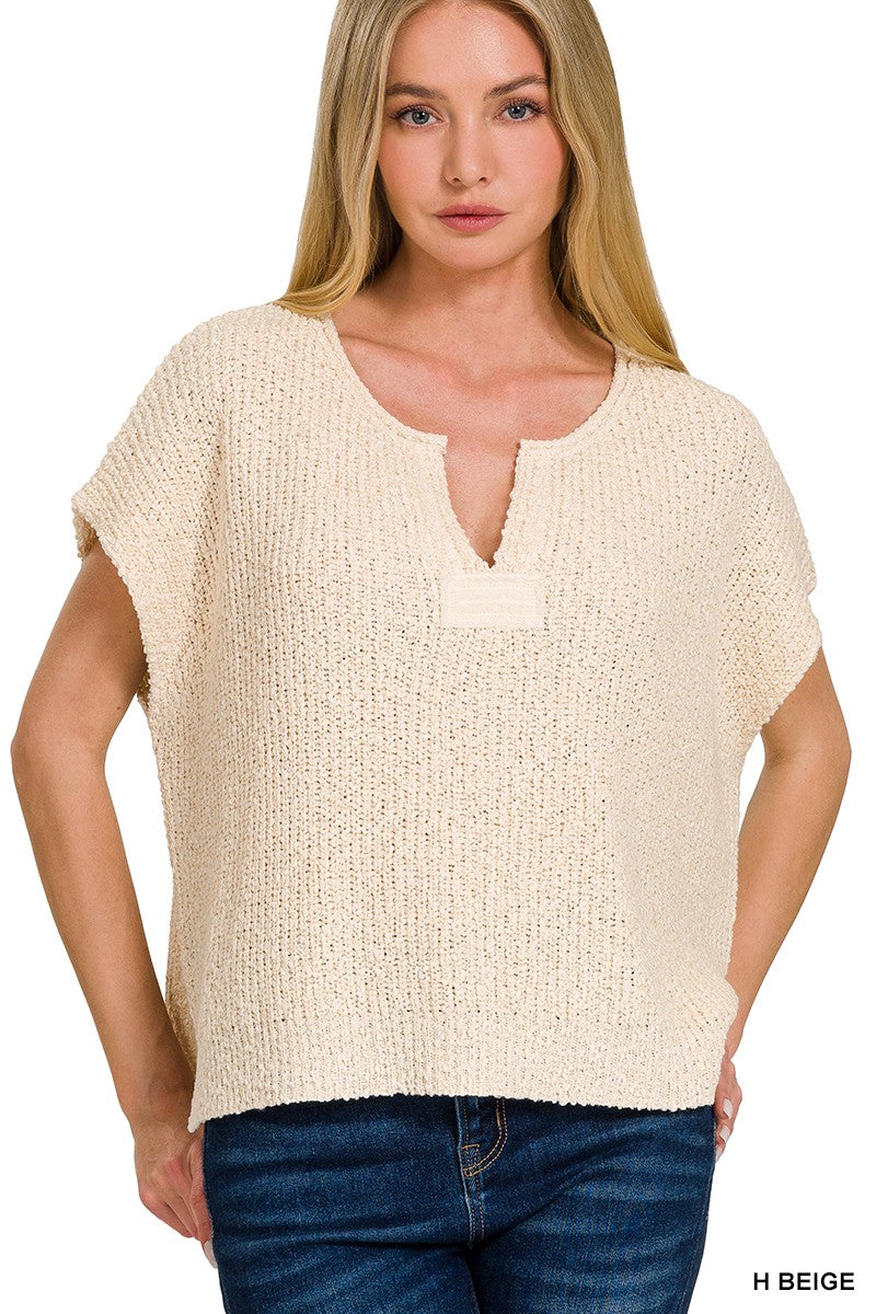 Necessary Charm V-Neck Side Slit Knit Top