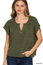 Necessary Charm V-Neck Side Slit Knit Top