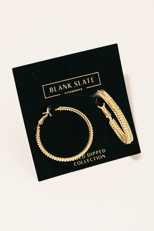 Stascia Gold Dipped Textured Hoop Earrings - FINAL SALE - Madison and Mallory