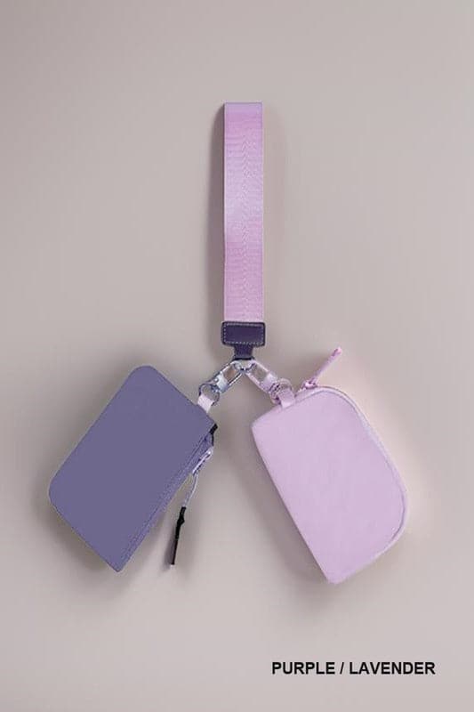 Purple/Lavender Dual Pouch Wristlet Keychain - Madison and Mallory