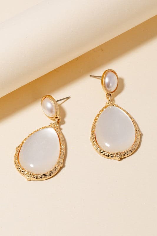 White Certified Class Antique Style Drop Earrings - Madison and Mallory