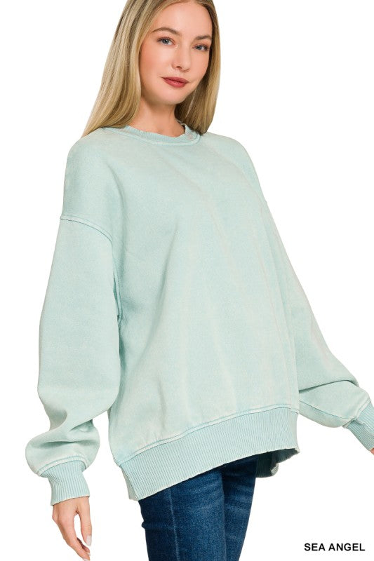 Cozy Vibes Acid Wash Oversized Pullover - BACK IN STOCK