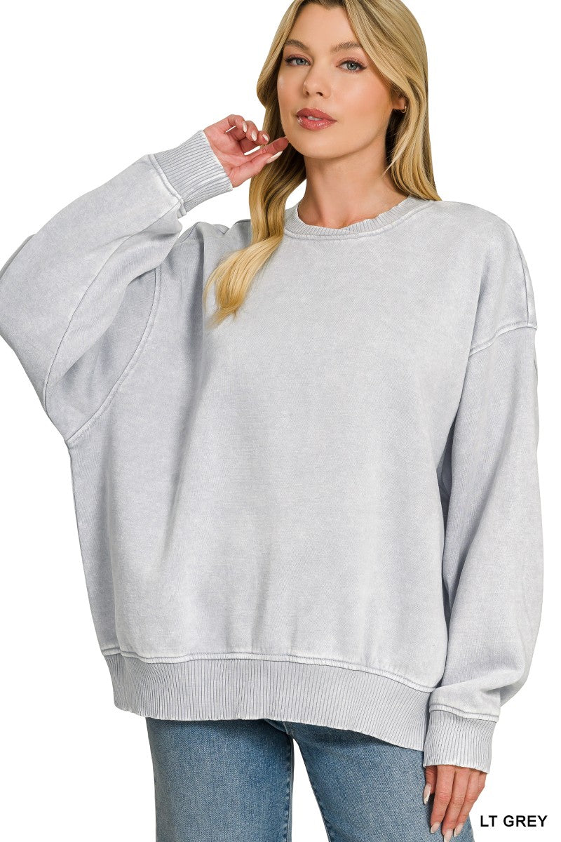 Cozy Vibes Acid Wash Oversized Pullover - BACK IN STOCK