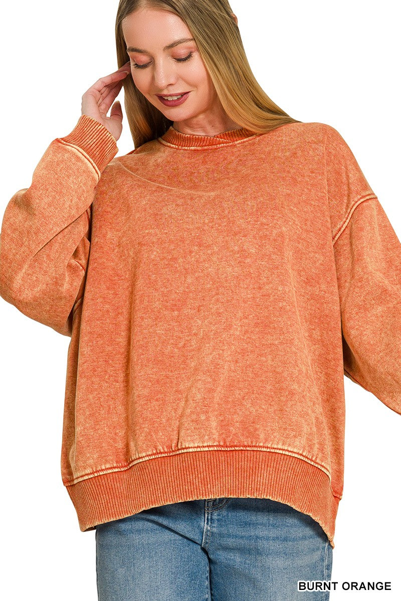 Cozy Vibes Acid Wash Oversized Pullover