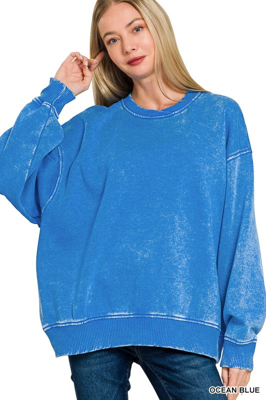 Cozy Vibes Acid Wash Oversized Pullover - BACK IN STOCK