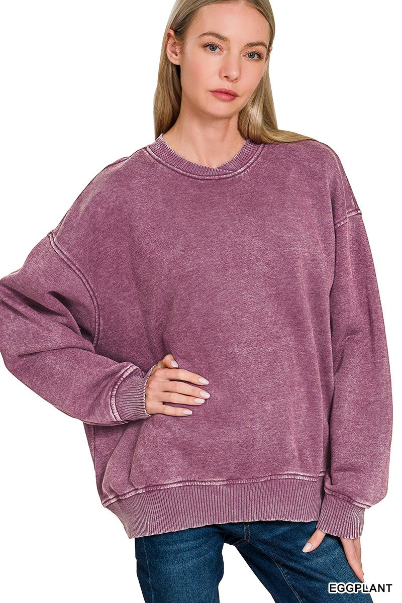 Cozy Vibes Acid Wash Oversized Pullover
