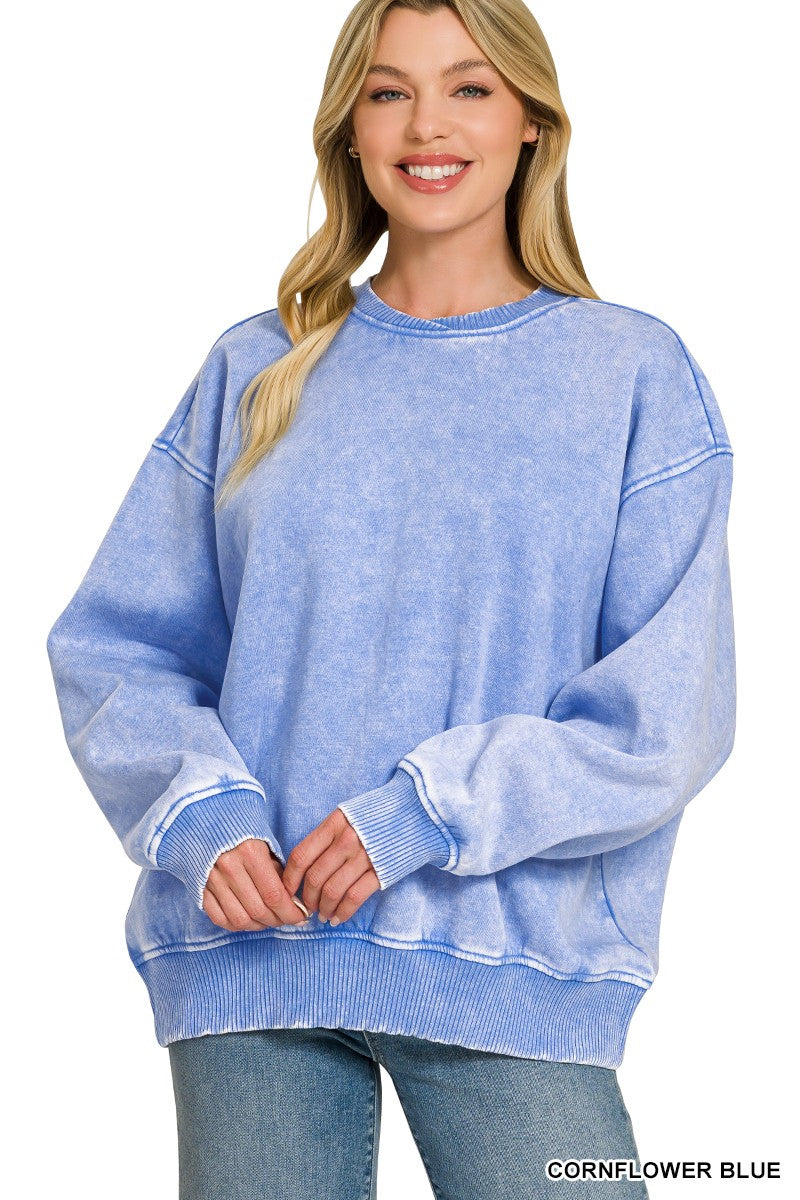 Cozy Vibes Acid Wash Oversized Pullover - BACK IN STOCK