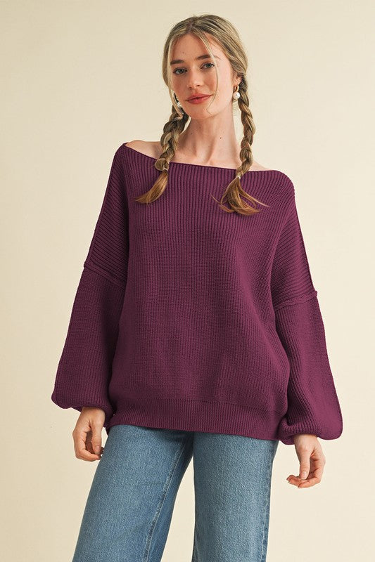 Gramm Boat Neck Ribbed Knit Sweater - BACK IN STOCK