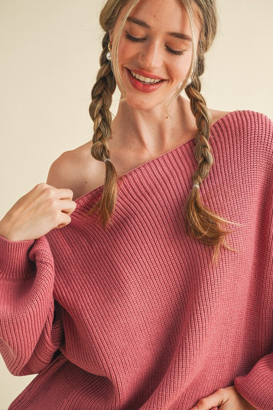 Gramm Boat Neck Ribbed Knit Sweater - BACK IN STOCK