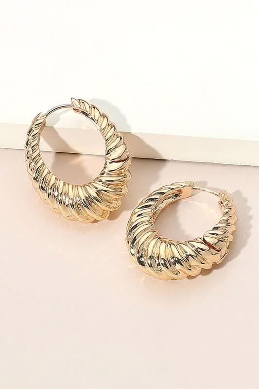 Gleam Twist Oval Huggie Hoop Earrings - Madison and Mallory