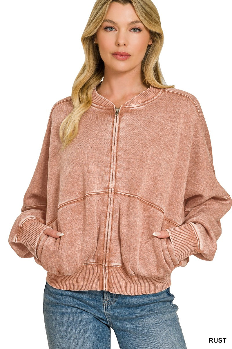 Vintage Drift Acid Washed Fleece Jacket - BACK IN STOCK