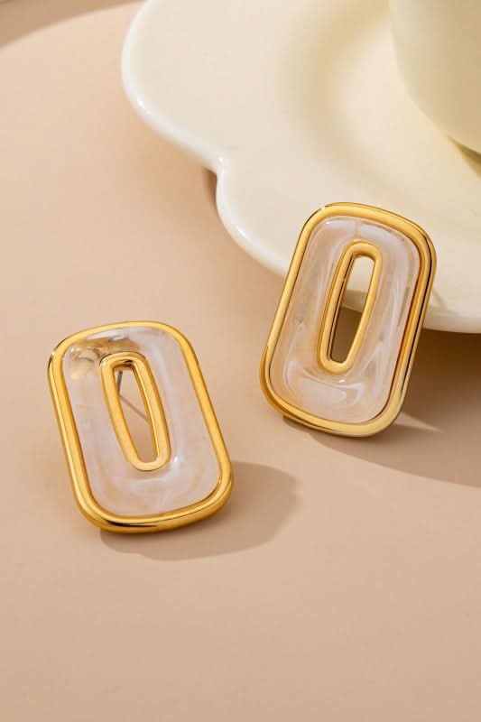 The Edge Edit Enamel Rectangle Cutout Stud Earrings - Madison and Mallory