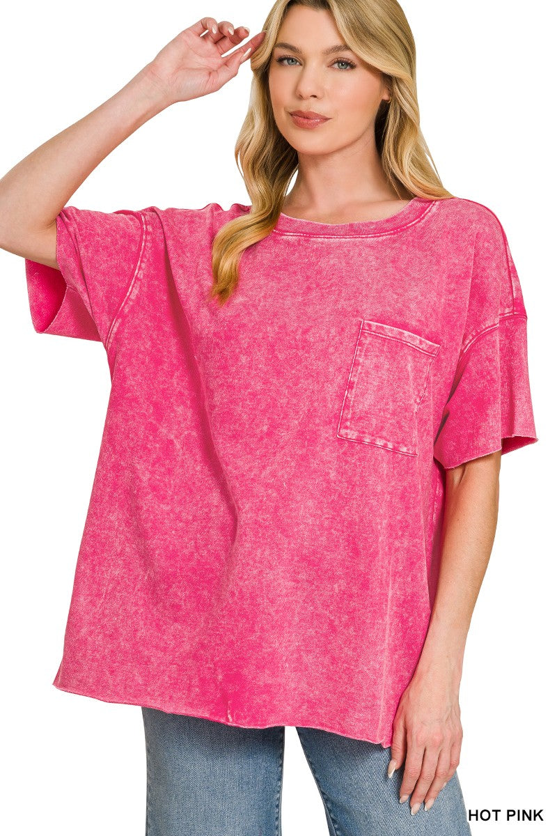 Vintage Edge Washed Drop Shoulder Top