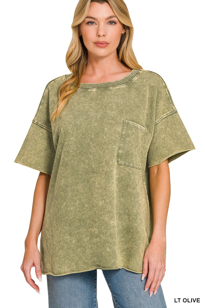 Vintage Edge Washed Drop Shoulder Top