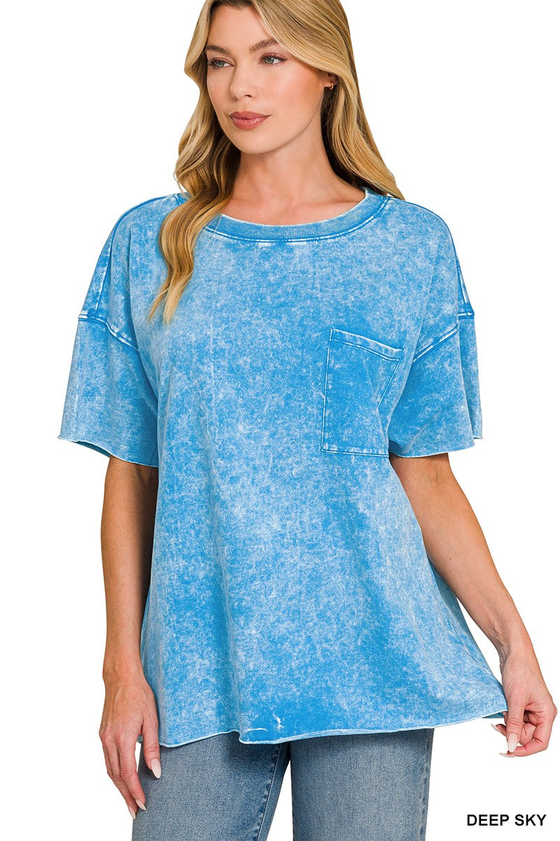 Vintage Edge Washed Drop Shoulder Top