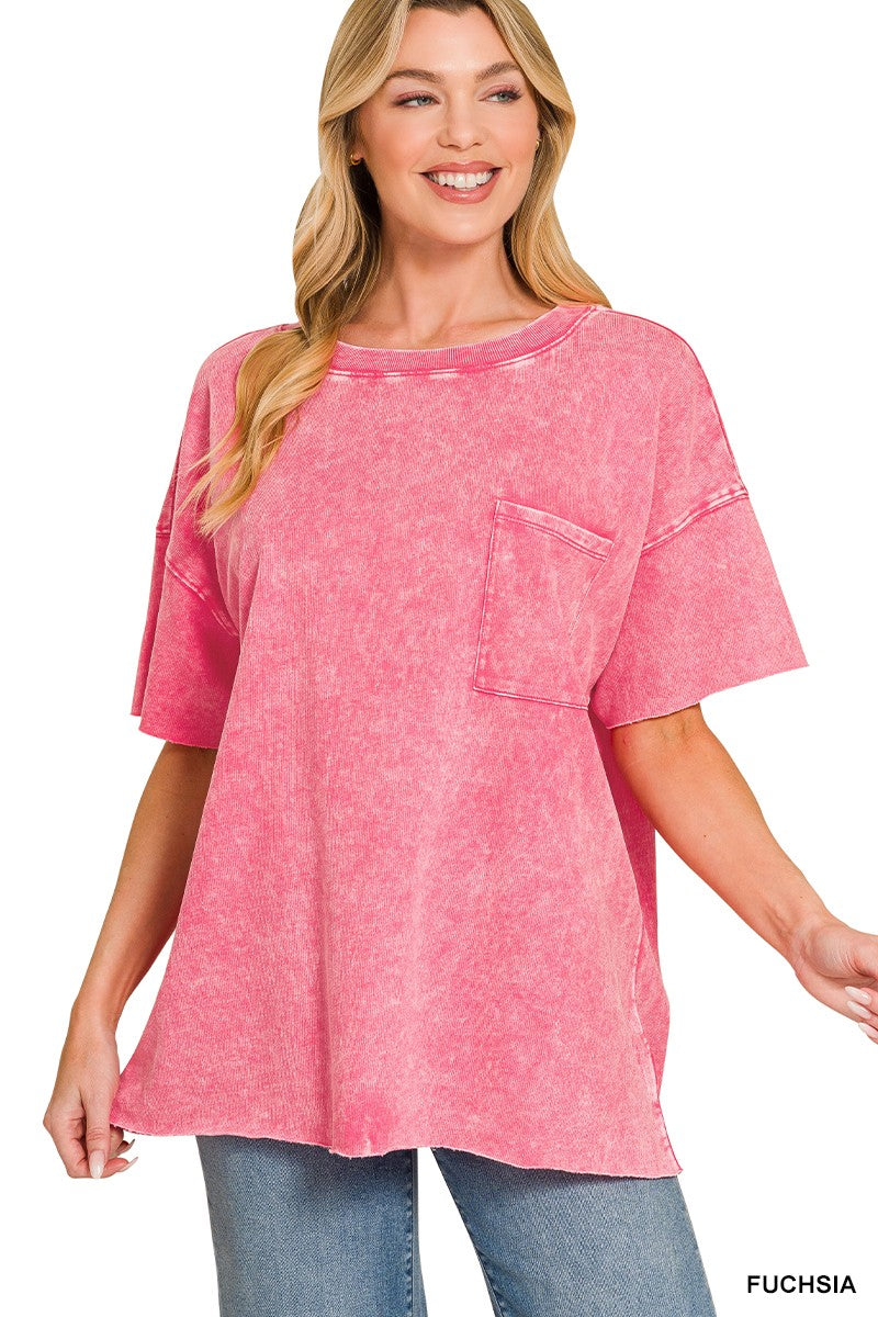 Vintage Edge Washed Drop Shoulder Top