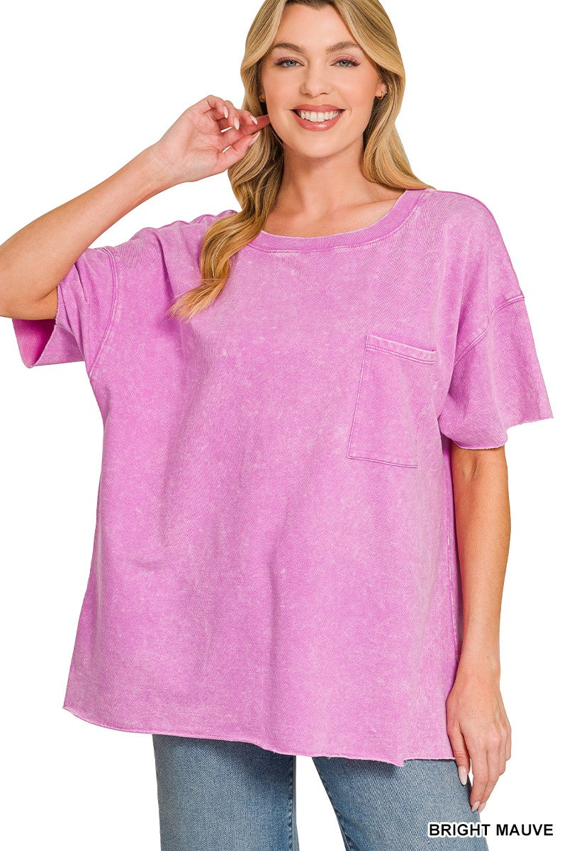 Vintage Edge Washed Drop Shoulder Top