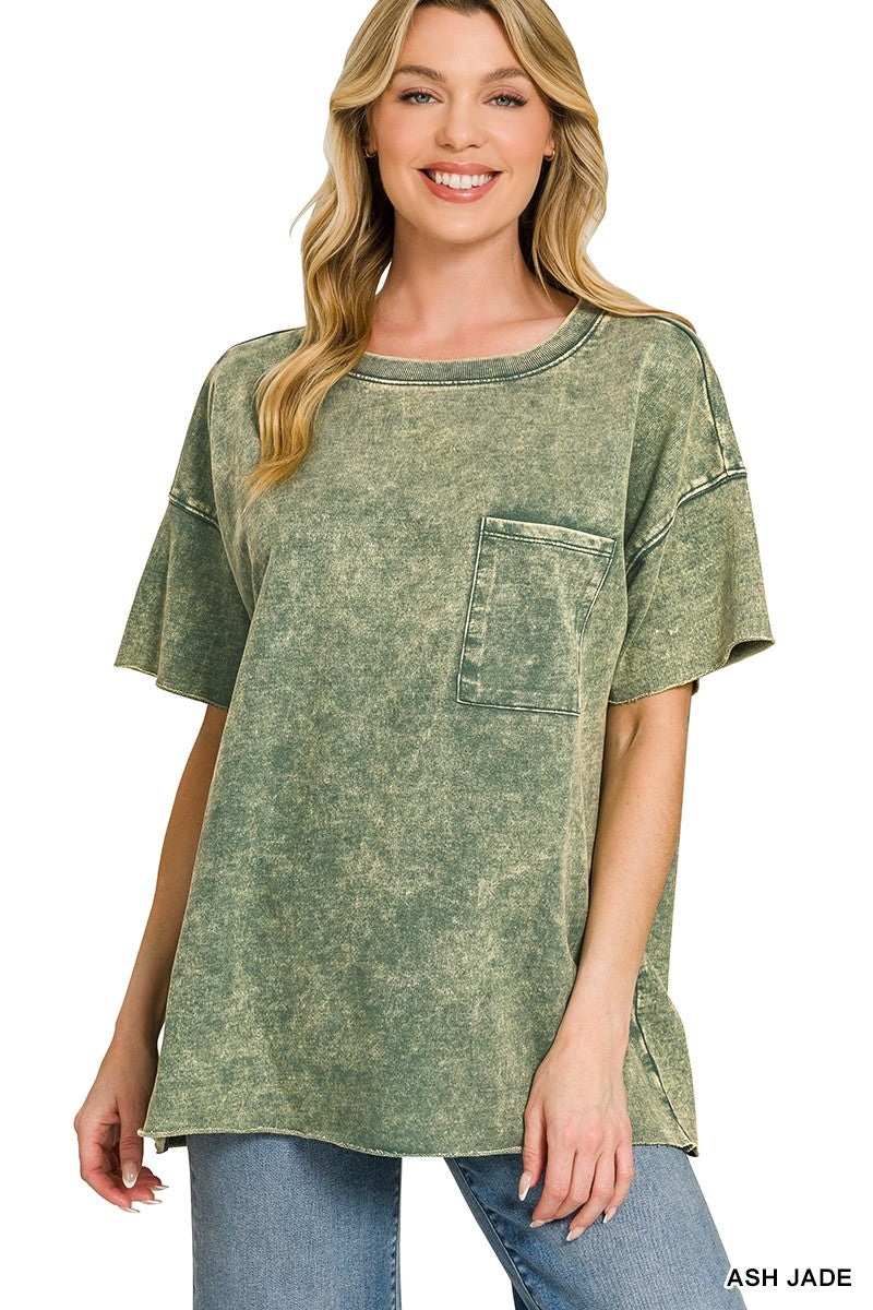 Vintage Edge Washed Drop Shoulder Top