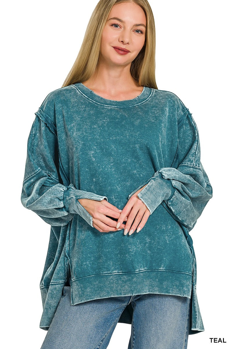 August Glow Acid Wash Pullover