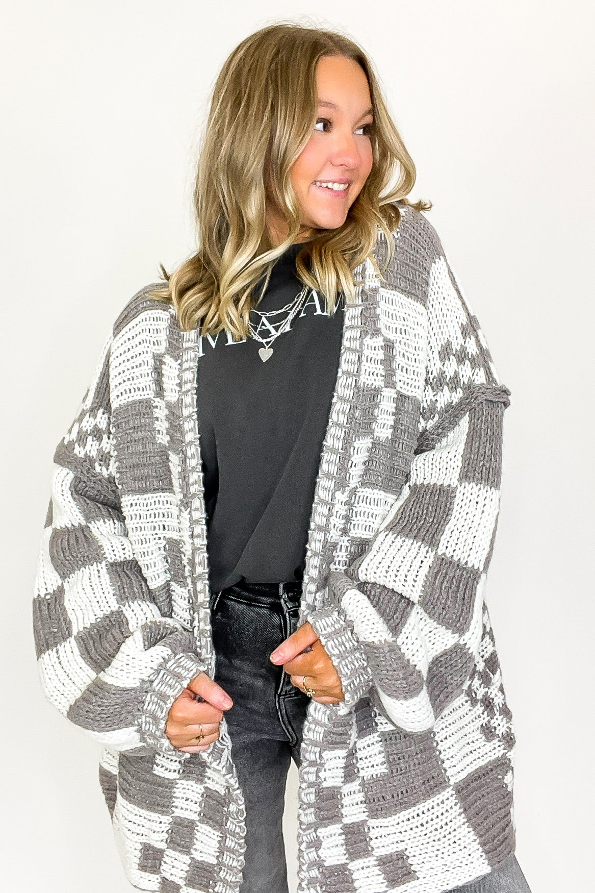 The Vibe Check Mixed Pattern Loose Fit Chunky Cardigan - Madison and Mallory