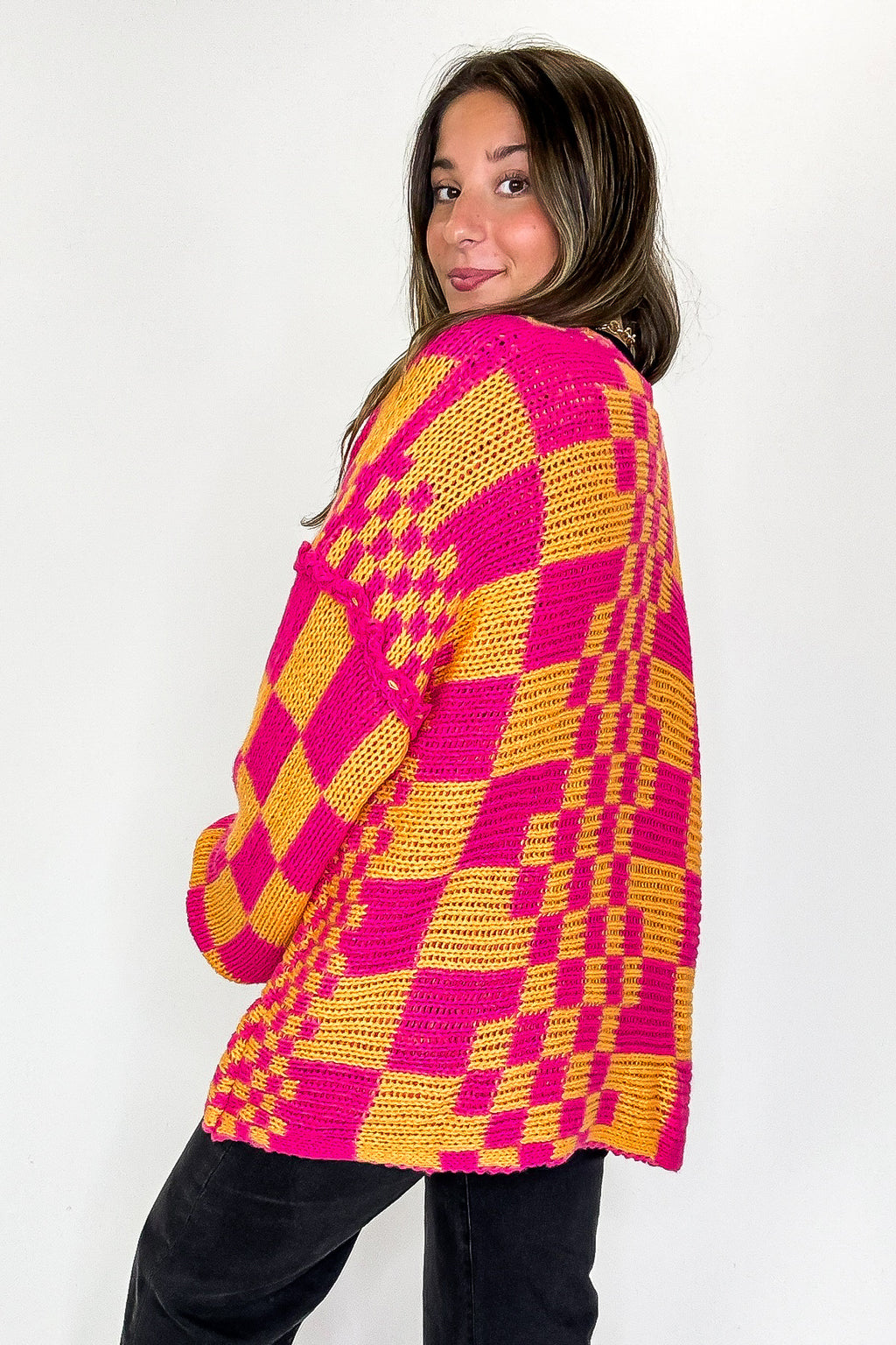 The Vibe Check Mixed Pattern Loose Fit Chunky Cardigan - FINAL SALE - Madison and Mallory