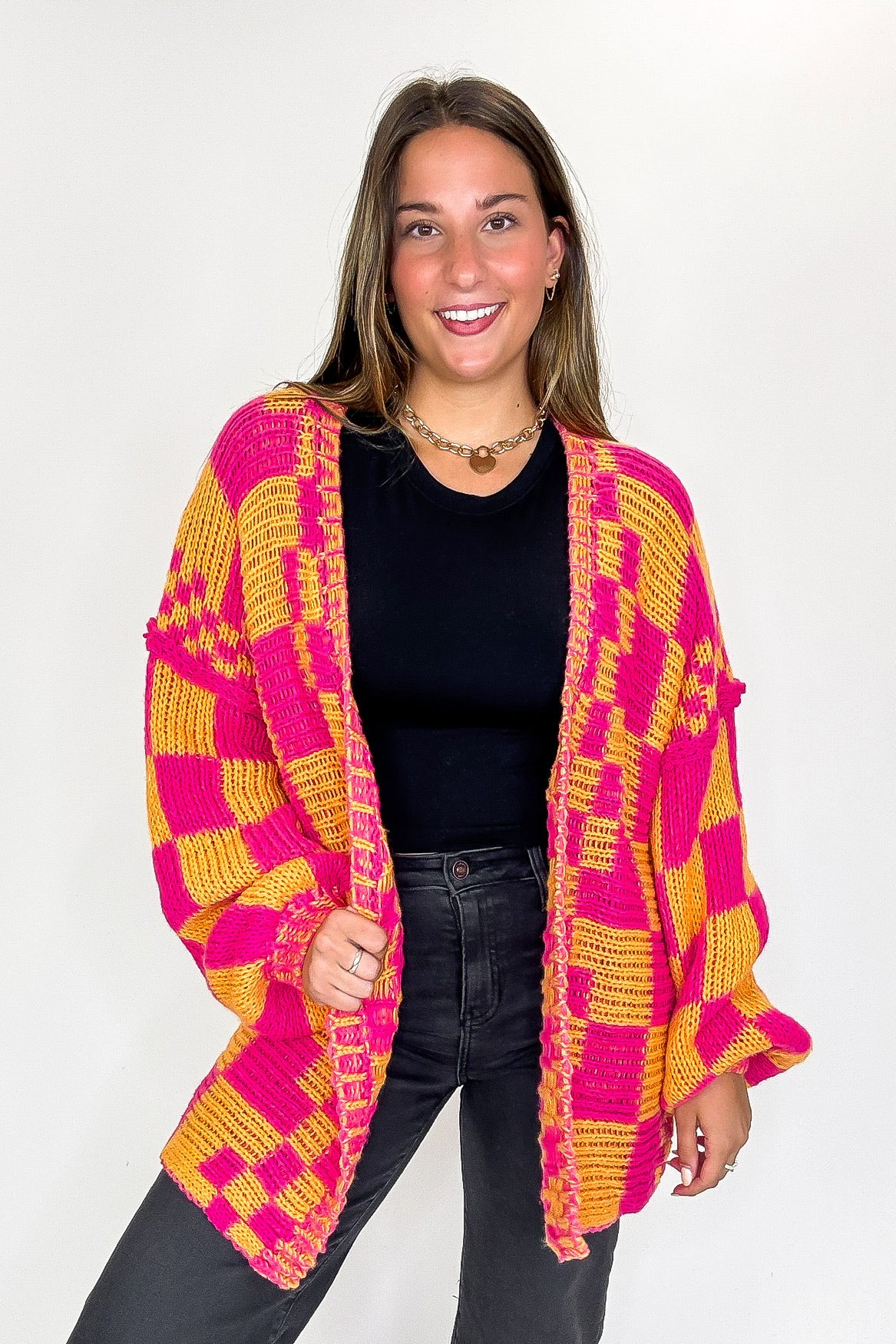 The Vibe Check Mixed Pattern Loose Fit Chunky Cardigan - Madison and Mallory