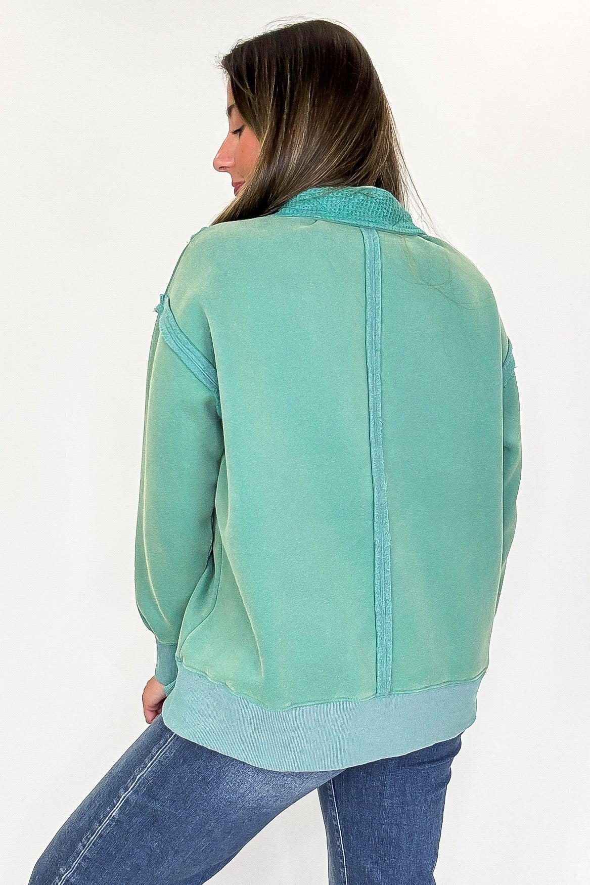 Summit Comfort Thermal Placket Detail Sweatshirt - FINAL SALE - Madison and Mallory