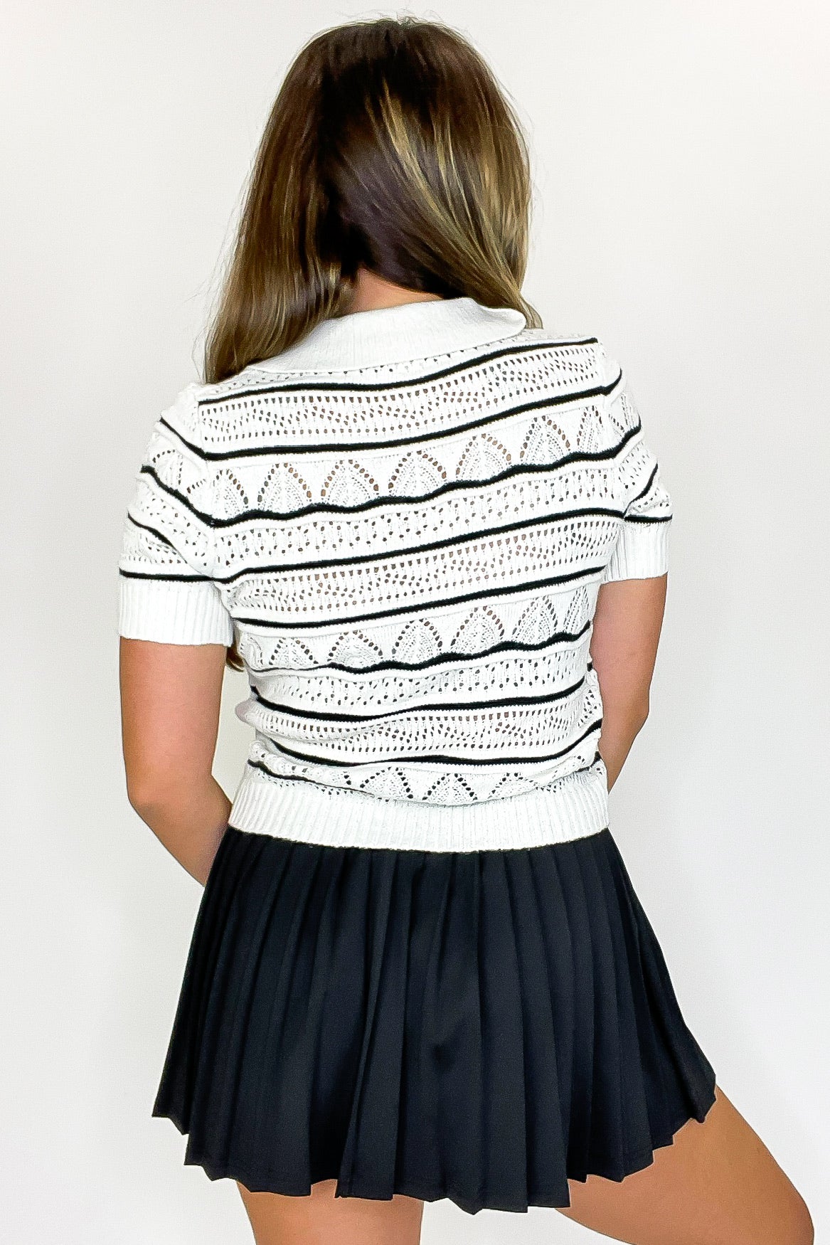 Knit Code Openwork Pattern Top - Madison and Mallory