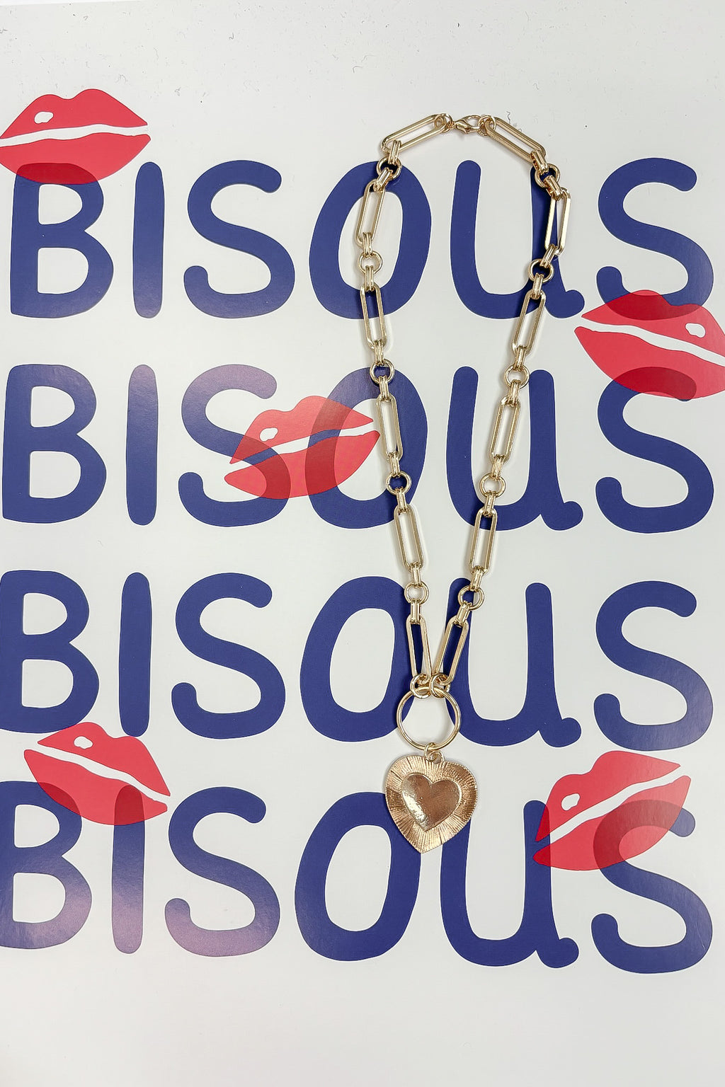 Amour Link Etched Heart Chain Necklace - Madison and Mallory