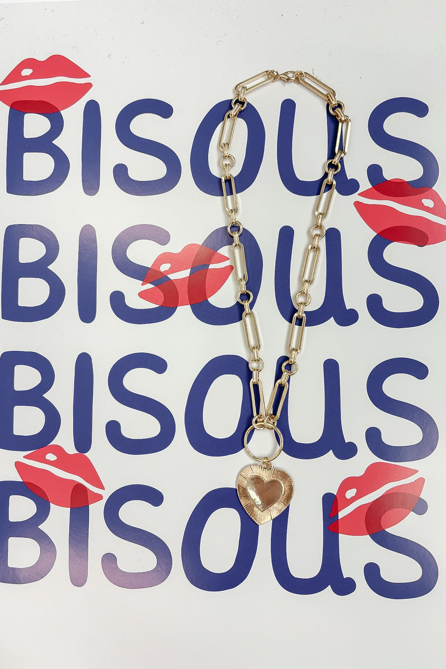 Amour Link Etched Heart Chain Necklace - Madison and Mallory