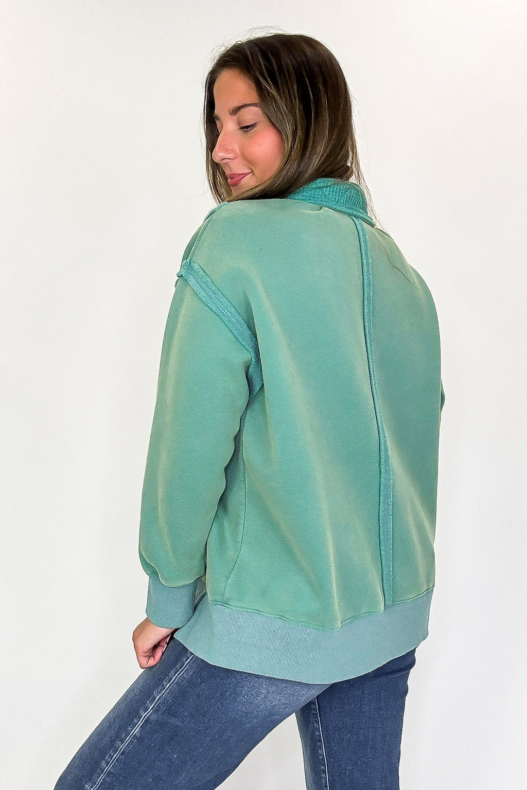 Summit Comfort Thermal Placket Detail Sweatshirt - FINAL SALE - Madison and Mallory